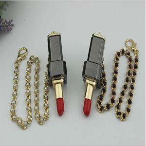 China 2019 Latest fashion leather bag ladies handbag light gold decorative lipstick locks with metal chain supplier