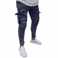 China Clothing High Quality Denim Cargo Pants Men Latest Design Denim Jeans Pants on sale