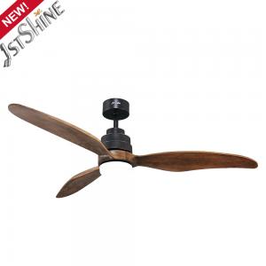 Bedroom Comfortable 3 Blade Wood Ceiling Fan 60 Inch Remote Control