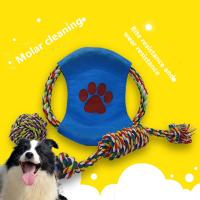 Cotton Rope 3 Piece Dog Frisbee Toy Teddy Puppy Knot Bite Ball