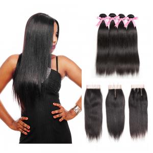 China 100% Malaysian Straight Hair Bundles For Black Women / Double Weft Hair Extensions supplier
