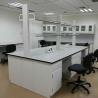 Physical PP Metal Wooden Central Lab Bench with Reagent Shelves