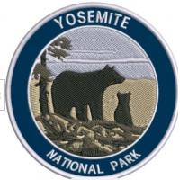 China Merrow Border Embroidery Applique Patches Twill Fabric Yosemite National Park Bears on sale