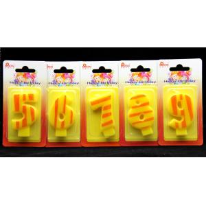 China Number Birthday Candles 0-9 Yellow Candle  with Orange color Stripe Painting supplier