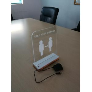 DC12V Six Color Transparent Acrylic LED Sign With Wooden Base