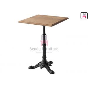 China Solid Wood Top Restaurant Dining Table 3 / 4 Feet Casting Iron Tiger Paw Design supplier