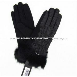 Ladies' wool gloves with 80% wool&amp;20%nylon,fashion,back with  down feather fabric