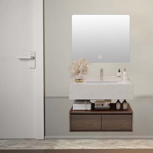 Customizable Bathroom Vanity With Storage Cabinet 80cm  Walnut Color