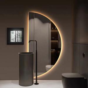 China Half Moon Frameless Backlit Bathroom Mirror Smart Led Light Wall supplier