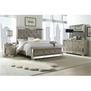 Wooden Design King Size Mirrored Bed , Dresser Mirrored Bedroom Furniture Set