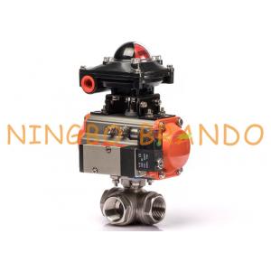 1'' DN25 3 Way Pneumatic Actuator Ball Valve With Limit Switch Box