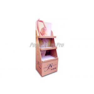 Degradable Pink Cardboard Floor Display Stands Glossy Laminated For Body Lotion