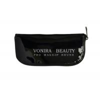 China Handy Cosmetic Pouch Clutch Makeup Brush Bag With Zipper Enclosure Black on sale