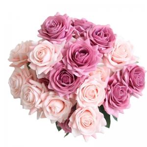 China Single Stem Artificial Rose Flowers Valentines Blossom Silk Bridal Wedding Rose Bouquet supplier