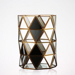 China 16 * 14 * 40cm Decorative Planter , Metal / Glassless Geometric Terrarium supplier