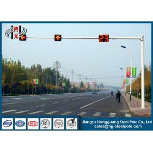 China 6m Length Steel Traffic Light Pole Galvanized Driveway With 8m Cross Arm supplier