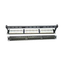 China Straight 1U RJ45 Network Patch Panel 24 Port Cat6 Rack Mount on sale