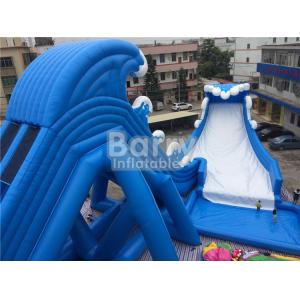 China Blue Wave 36 * 20 * 15m Giant Inflatable Water Slide With Pool CE/UL Blower supplier