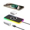 Apple Phone 黒 互換性のある車用無線充電パッド 電力保護RGBライト