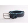 China Classic Mens Leather Dress Belt With Blue Stitching And Edge Painting wholesale