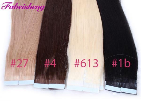 Colored Russian Virgin Seamless Tape In Hair Extensions No Shedding 100%