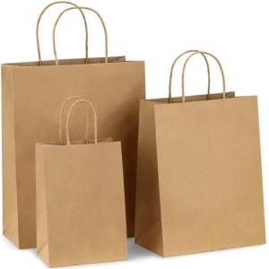 China Brown Kraft Packaging Bag Custom Size Accepted Kraft Paper Shopping Bag supplier