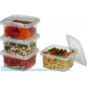 Plastic Deli Containers With Lids 8 Oz- 25 Pack Square Clear Plastic Containers- Tamper-Proof BPA-Free Take Away