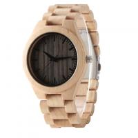 Stainless Steel Buckle Maple bamboo wrist watch waterproof For Men