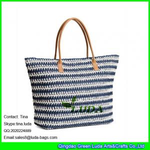 LUDA striped straw handbags hand crochet paper string straw make beach tote bag