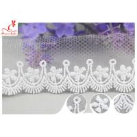 China 3CM African Mesh Embroidered Bridal Lace / Nylon Or Polyester Wedding Lace Trim on sale
