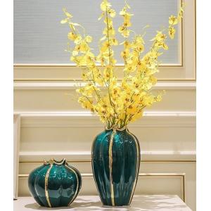 Ceramic Porcelain Decorative Flower Vase Green For Table Decoration