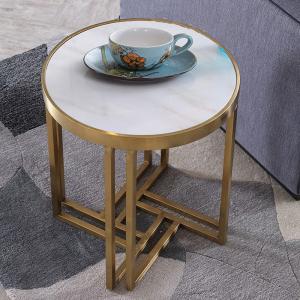 Light Luxury Stainless Steel Marble Hotel Lobby Small Side Table