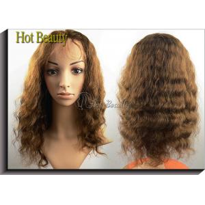 China Curly Glueless Front Lace Wigs Human Hair Brown 12 - 28 Grade 5A supplier