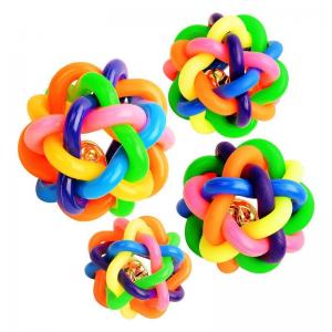 Extra Large Dog Ball Colorful Bell Ball Dog Toys Bite Resistant Molar Elastic Ball Sound Rainbow Ball