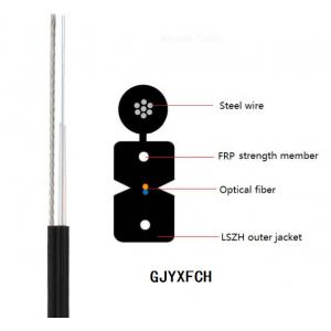 China FTTH Fiber Optic Drop Cable , GJYXCH Outdoor Optical Fiber Cable Black Color supplier