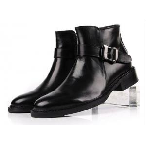 British Style Mens Black Buckle Ankle Boots Personalized Mens Zipper Boots