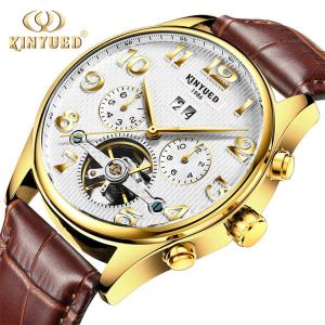KINYUED New Wrist Sport Watch Waterproof Tourbillon Skeleton Watch Watches Men Luxury Brand Automatic Top