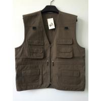 China vest, waistcoat, mens vest, fishing vest, 100% cotton, S-3XL, coffee, brown on sale
