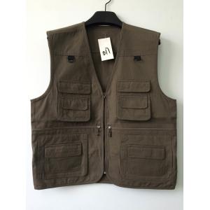 China vest, waistcoat, mens vest, fishing vest, 100% cotton, S-3XL, coffee, brown supplier
