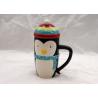 Creative 3D Ceramic Mug Multi Colors Penguin Travel Mug With Christmas Cap Lid