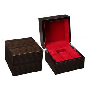 Handmade Mens Watch Display Case , Square Red Color Velvet Wooden Watch Case