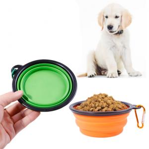China Customized Travel Portable Folding Bowls With Carabiners Silicone Dog Bowl supplier