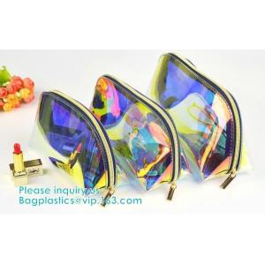 Holographic Color Bag Neon Bag Clear Pvc Cosmetic Make Up Bag in Rainbow,holographic Zip lockk bagholographic laser handy