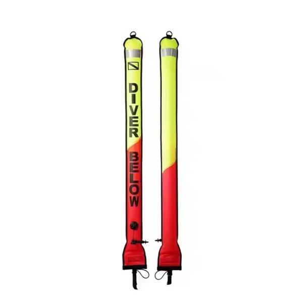 150cm Boia de marcado de superficie Visible SMB Naranja Amarillo Cosida Boia de buceo