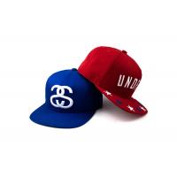 China 6 Panel Man Flat Brim Snapback Hats Red And Blue With 3D Embroidery Of Wool Acrylic on sale