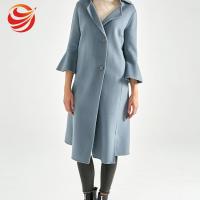 China Fashion Long Section Wool Cashmere Coat Womens Light Blue Color For Winter on sale