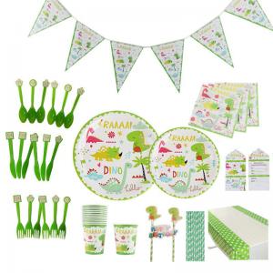 Disposable Party Supplies Paper Plates And Cups With Banner For Party Decoration