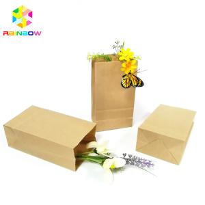 China Food Grade Kraft Paper Flat Bottom Bag Biodegradable Grease Proof Snack Packaging supplier