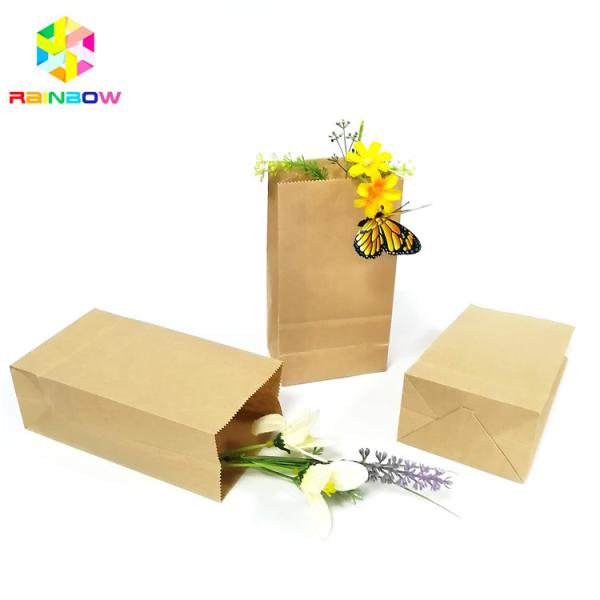 Food Grade Kraft Paper Flat Bottom Bag Biodegradable Grease Proof Snack Packaging