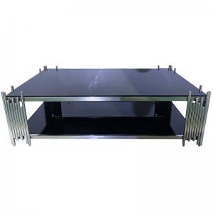 Home Furniture Tubular Silver Coffee Table With Tempered Glass Wholesale
